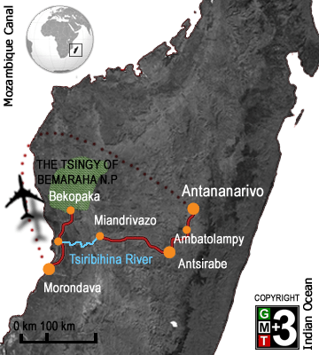 Tsiribihina & The Tsingy of Bemaraha map